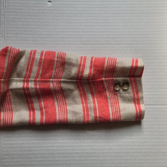 Loft Ann Taylor blazer pink and beige linen blend stripe preppy office NWT new - Picture 14 of 16